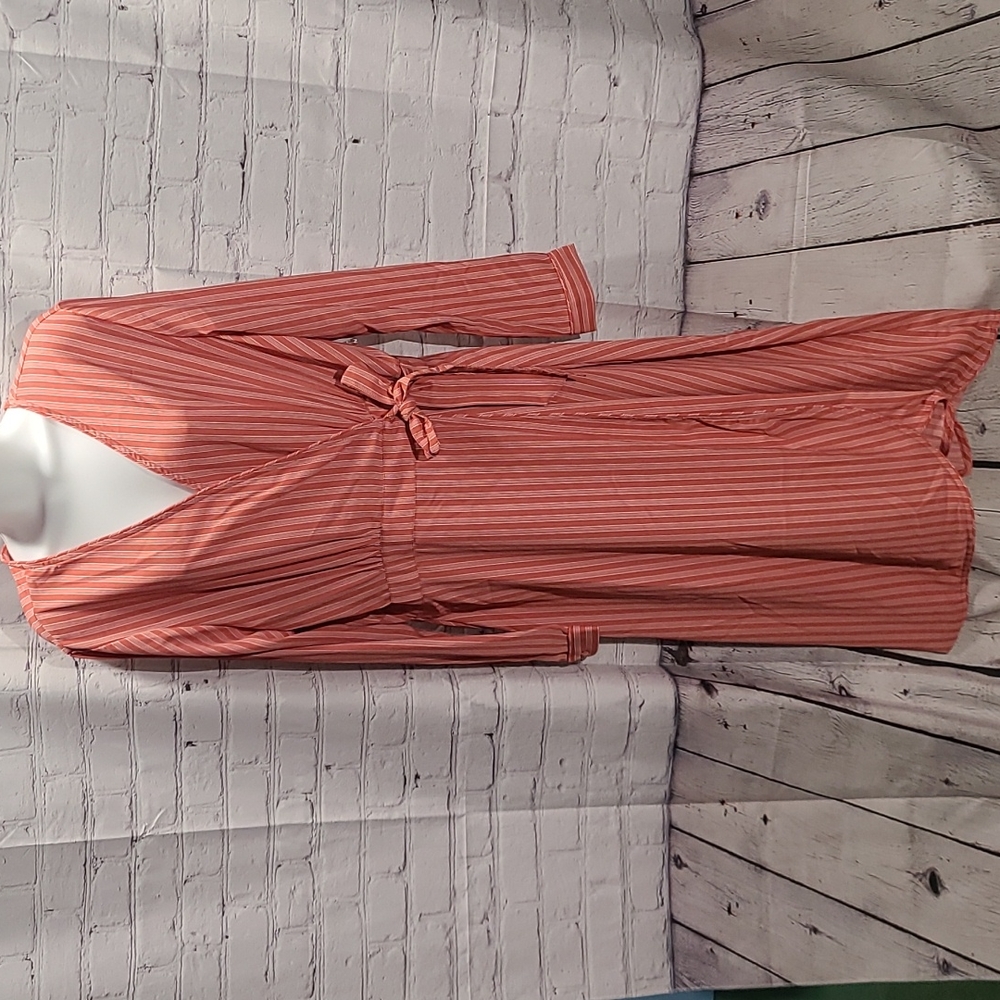 Striped wrap midi dress